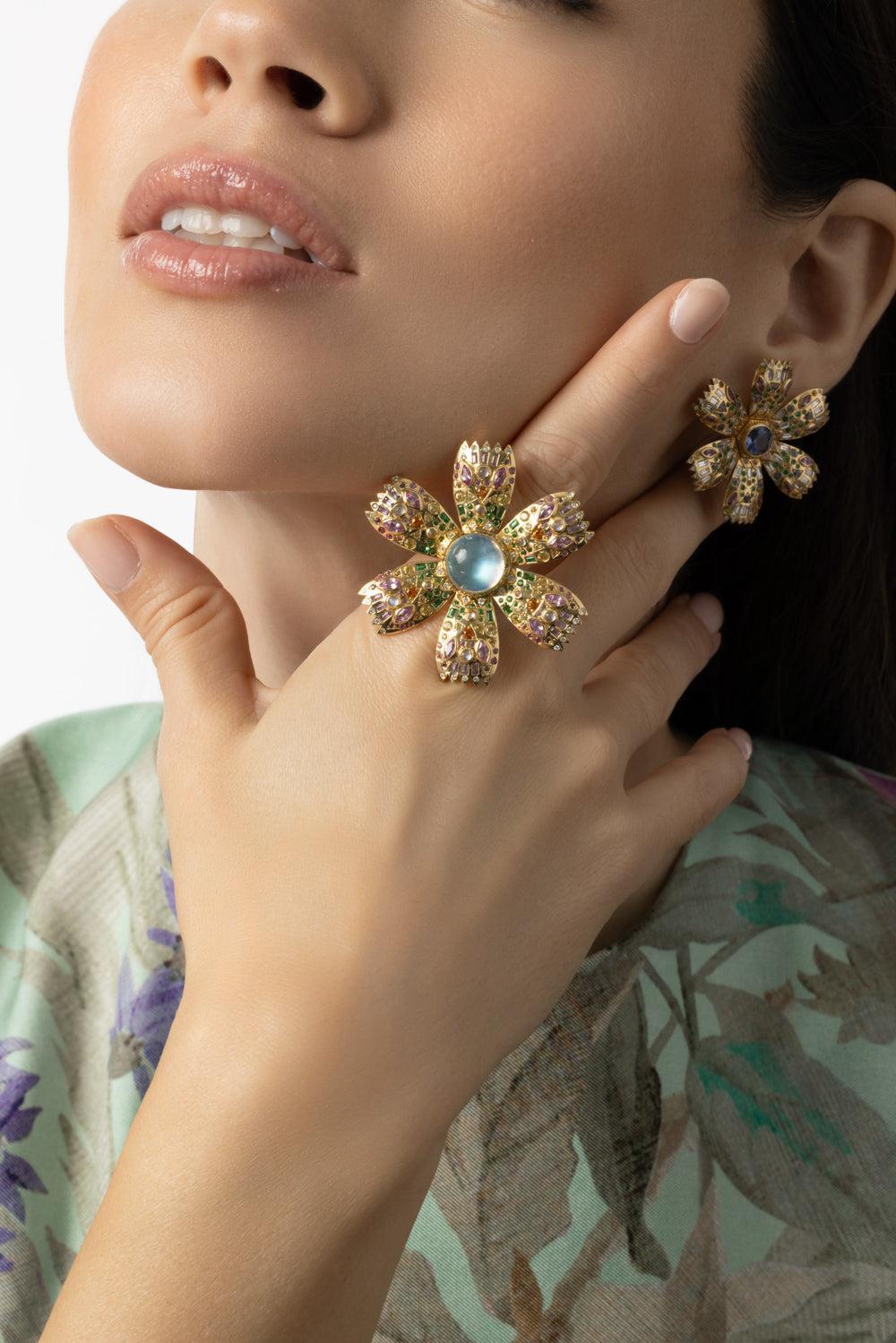 Moonstone Poppy Ring-YELLOW GOLD-7-JEWELRYFINE JEWELRING-HARWELL GODFREY