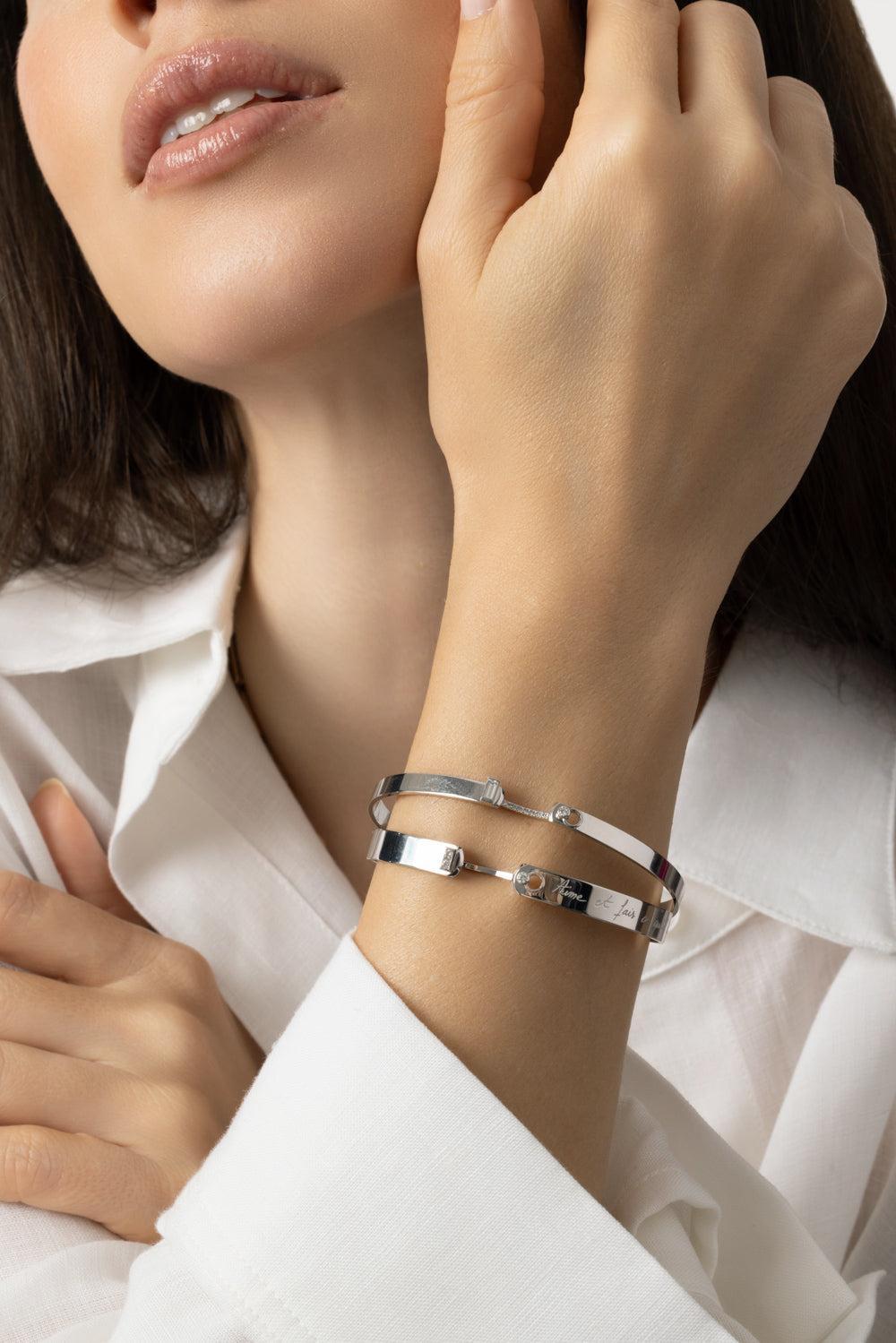 Me Time Diamond Mood Bangle Bracelet-WHITE GOLD-JEWELRYFINE JEWELBRACELET O-NOUVEL HERITAGE
