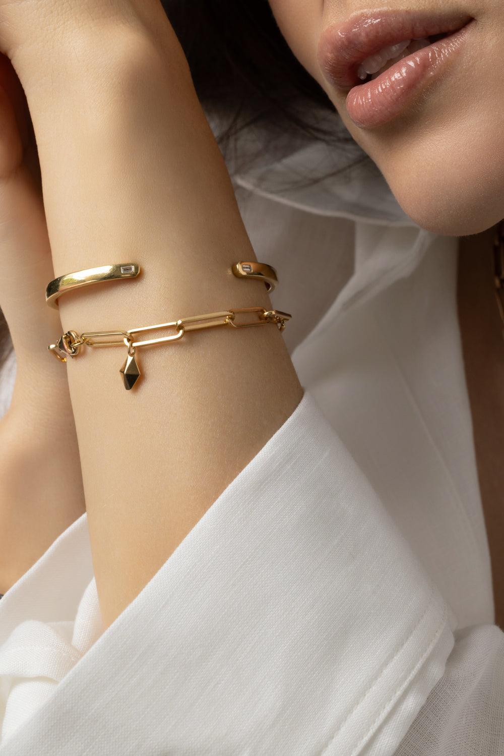 Saxon Paperclip Chain Bracelet-YELLOW GOLD-6.5-JEWELRYFINE JEWELBRACELET O-WALTERS FAITH