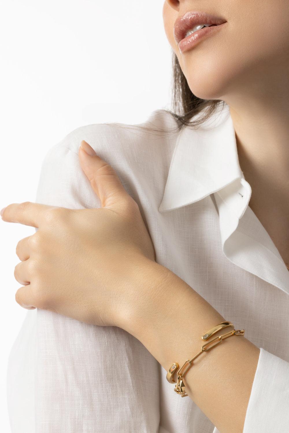 Saxon Paperclip Chain Bracelet-YELLOW GOLD-6.5-JEWELRYFINE JEWELBRACELET O-WALTERS FAITH