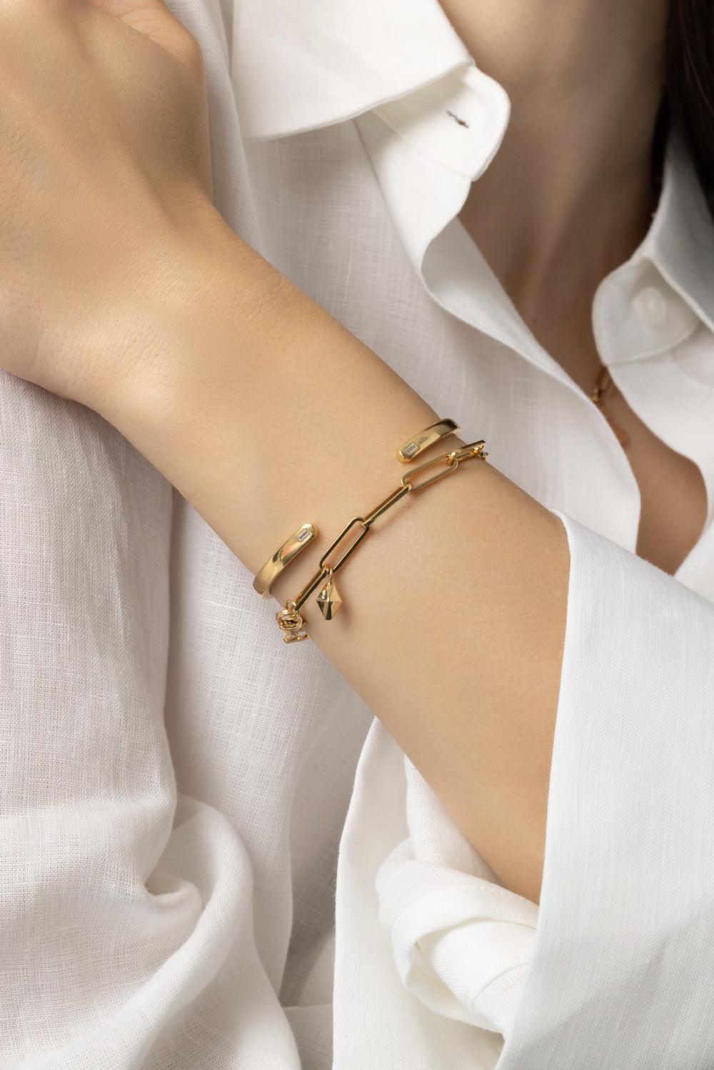Saxon Paperclip Chain Bracelet-YELLOW GOLD-6.5-JEWELRYFINE JEWELBRACELET O-WALTERS FAITH
