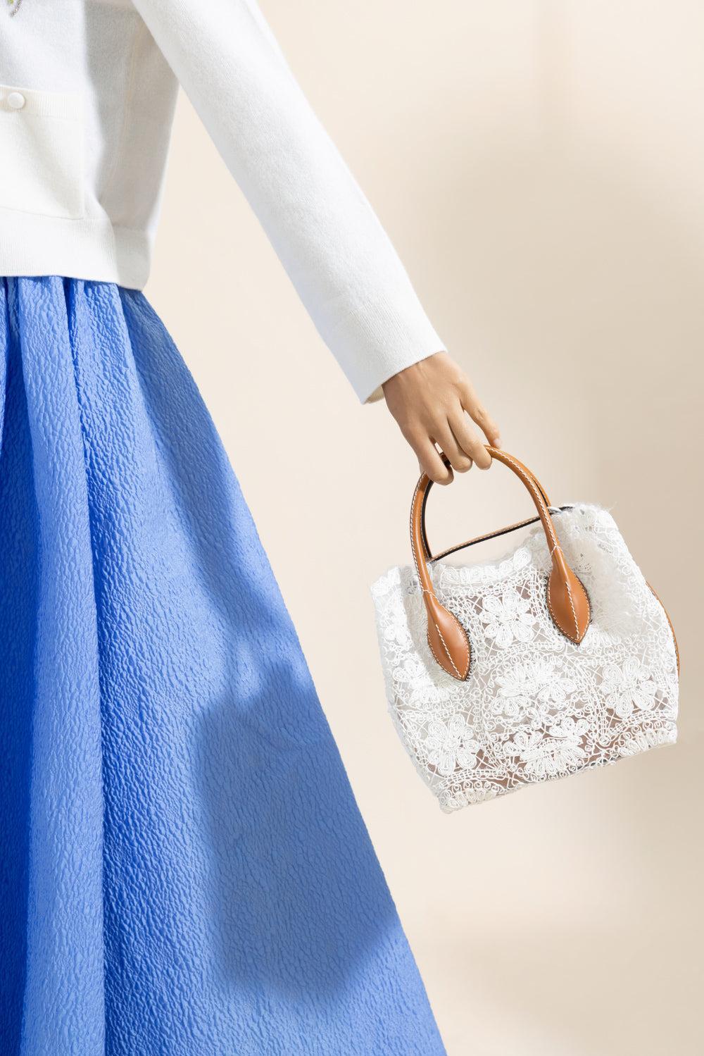 Margot Mini Lace Shopping Bag-WHITE-O/S-HANDBAGSHOULDER-ERMANNO SCERVINO