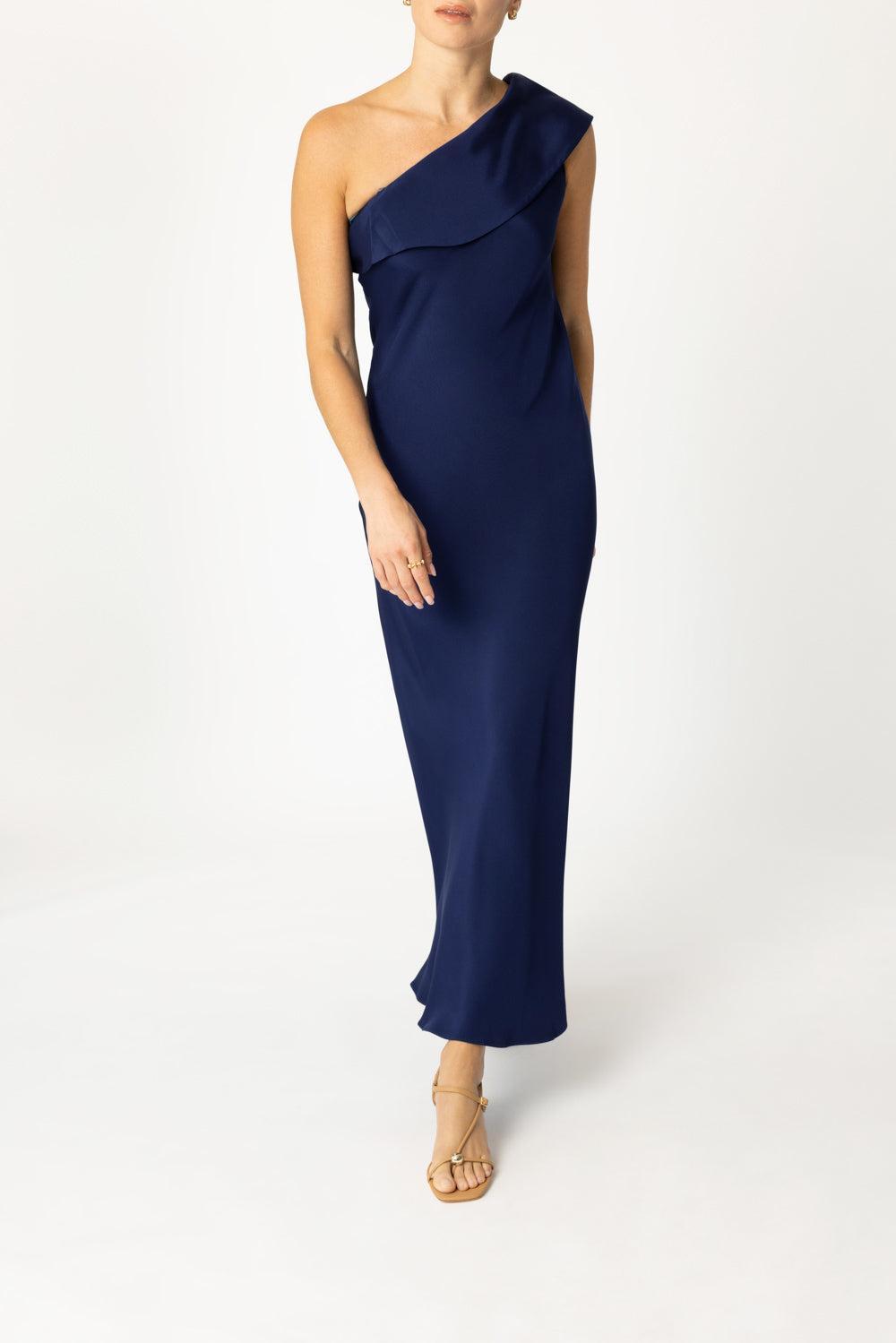 Draped Petal Gown - Sapphire-NEW SAPH-P-CLOTHINGDRESSGOWN-PETER COHEN