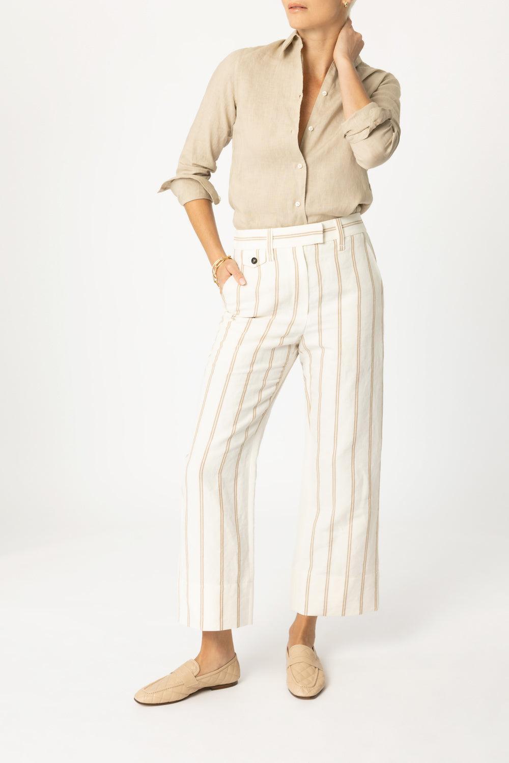 Long Sleeve Mod Shirt - Sand-SAND-36-CLOTHINGTOPBLOUSE-ASPESI