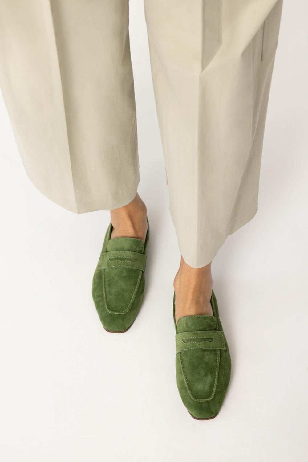 Essenziale Loafers - Green-DRK GRN-36-SHOEFLAT SHOE-SOPHIQUE