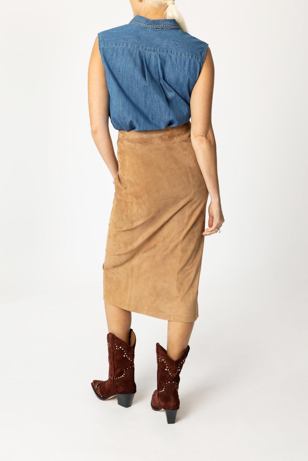 Sleeveless Embroidered Top-DENIM-38-CLOTHINGTOPBLOUSE-ASPESI