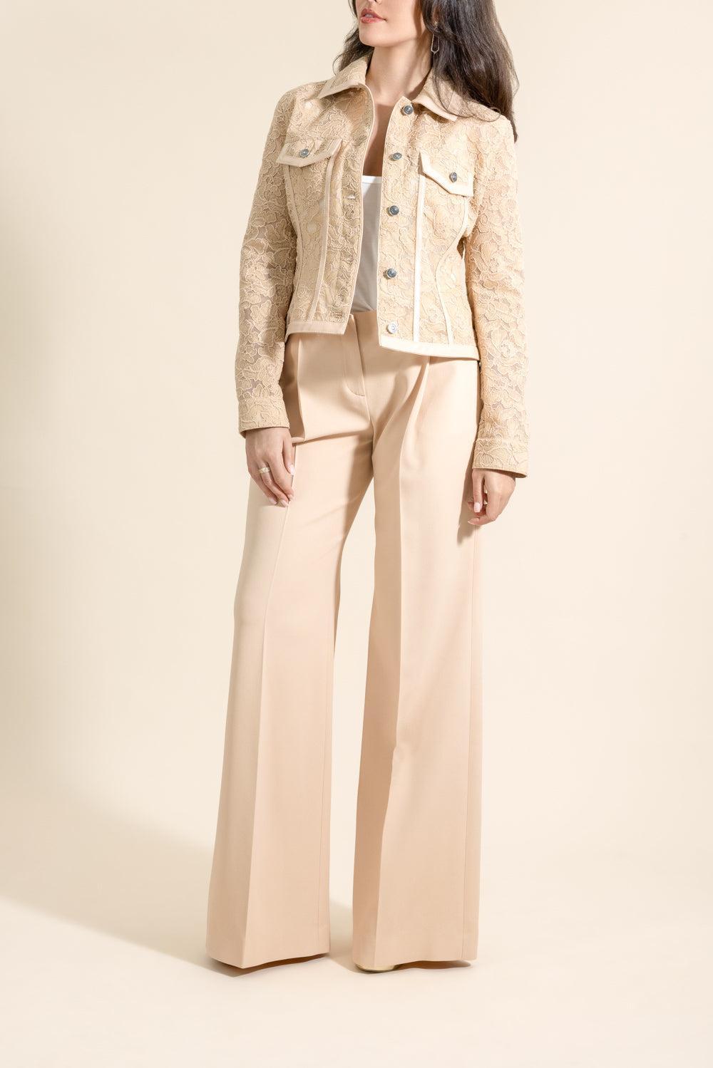 Wide Leg Pant - Toasted Almond-BROWN-40-CLOTHINGPANTWIDE LEG-ERMANNO SCERVINO