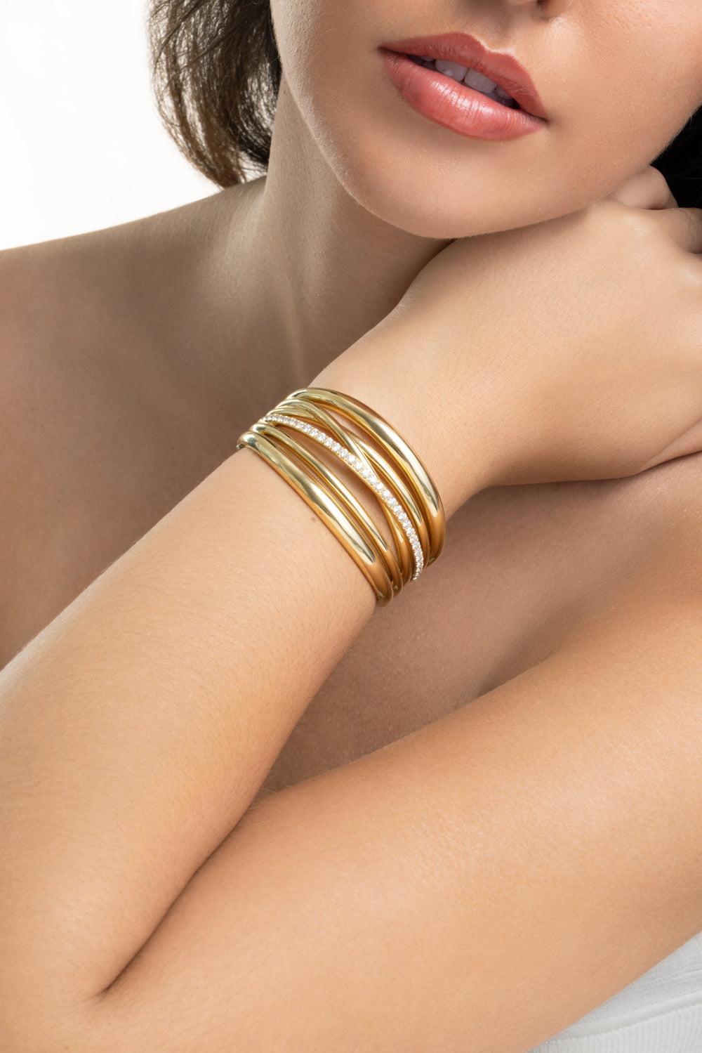 Diamond Accent Scribble Bracelet-YELLOW GOLD-JEWELRYFINE JEWELBRACELET O-SIDNEY GARBER