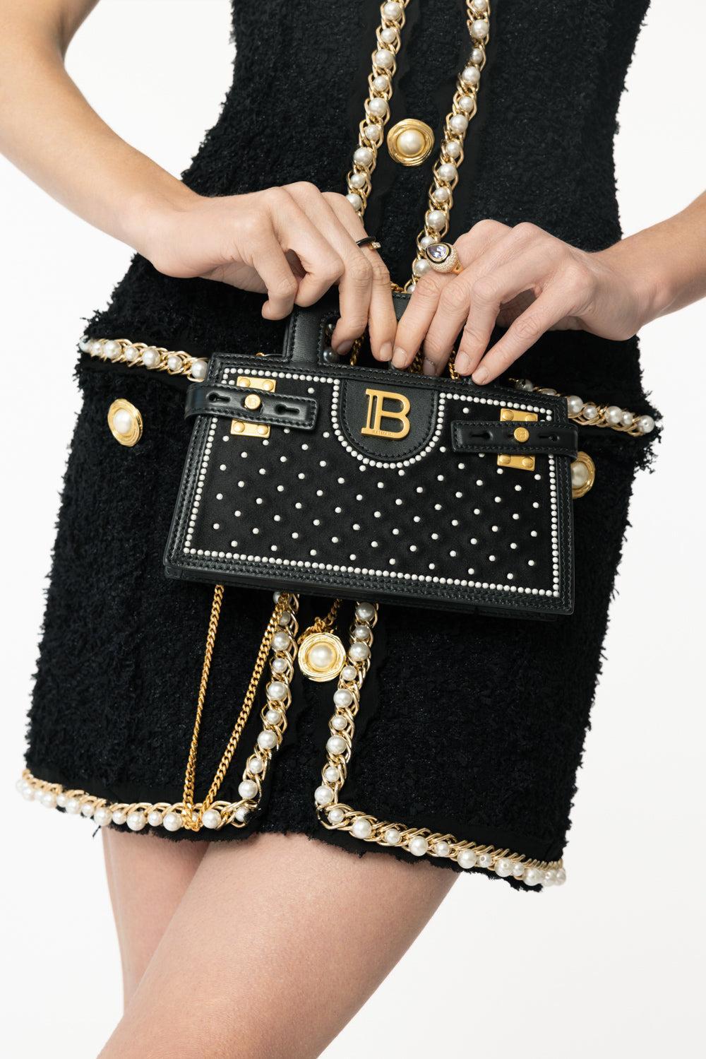 Small Bbuzz Top Handle Bag-NOIRBLNC-O/S-HANDBAGTOP HANDLE-BALMAIN