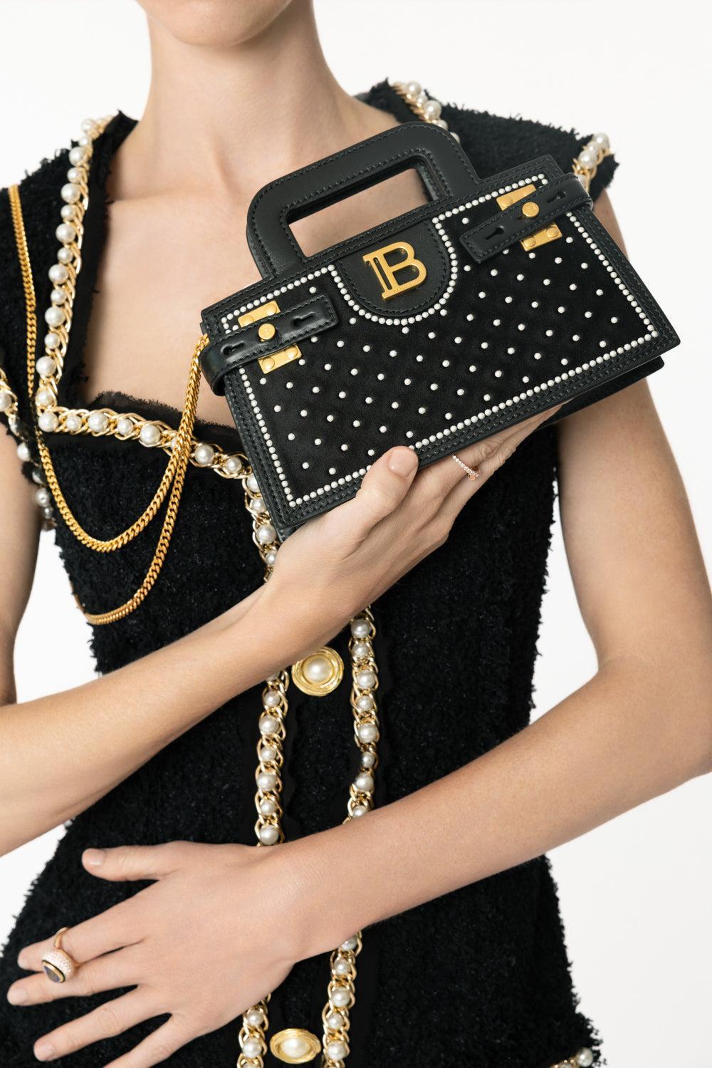 Small Bbuzz Top Handle Bag-NOIRBLNC-O/S-HANDBAGTOP HANDLE-BALMAIN