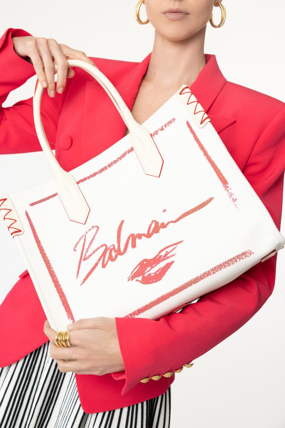 B-Army Shopper - Lipstick Canvas-CREM/RGE-O/S-HANDBAGTOTES-BALMAIN