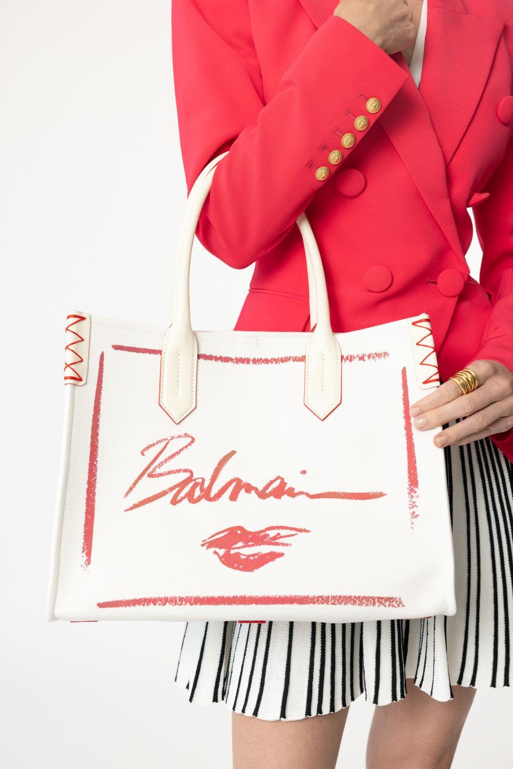 B-Army Shopper - Lipstick Canvas-CREM/RGE-O/S-HANDBAGTOTES-BALMAIN