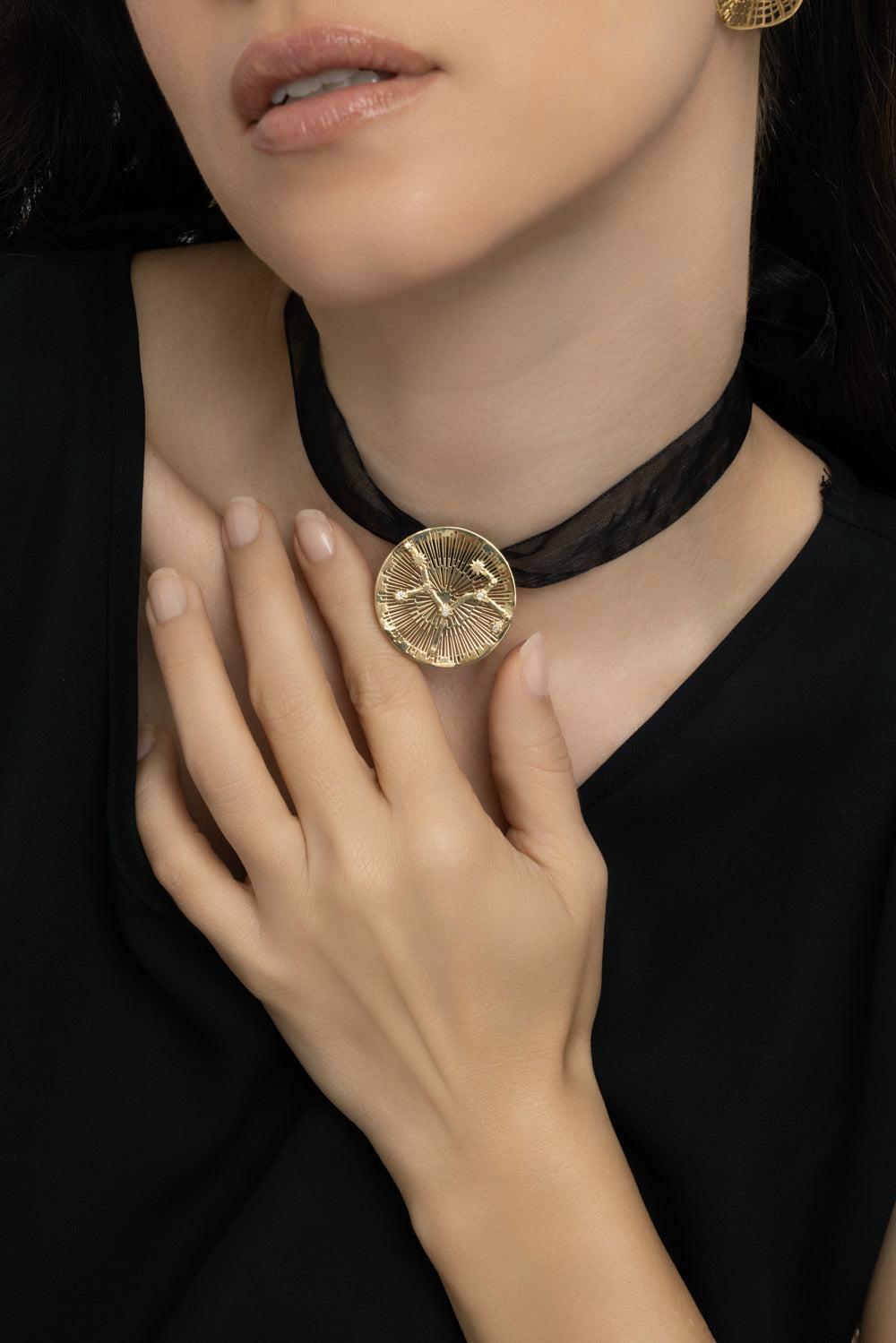 Sagittarius Explosion Pendant-YELLOW GOLD-JEWELRYFINE JEWELPENDANT-CAROL KAUFFMANN