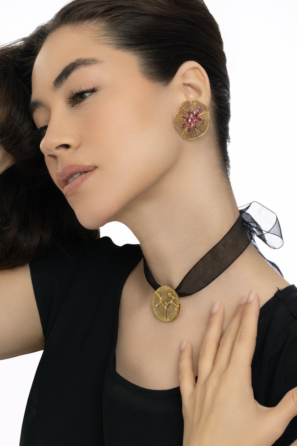 Sagittarius Explosion Pendant-YELLOW GOLD-JEWELRYFINE JEWELPENDANT-CAROL KAUFFMANN