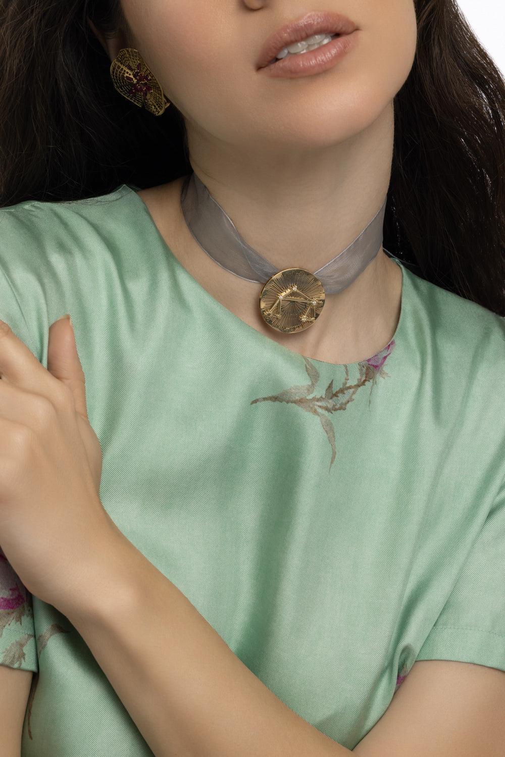 Libra Explosion Pendant-YELLOW GOLD-JEWELRYFINE JEWELPENDANT-CAROL KAUFFMANN