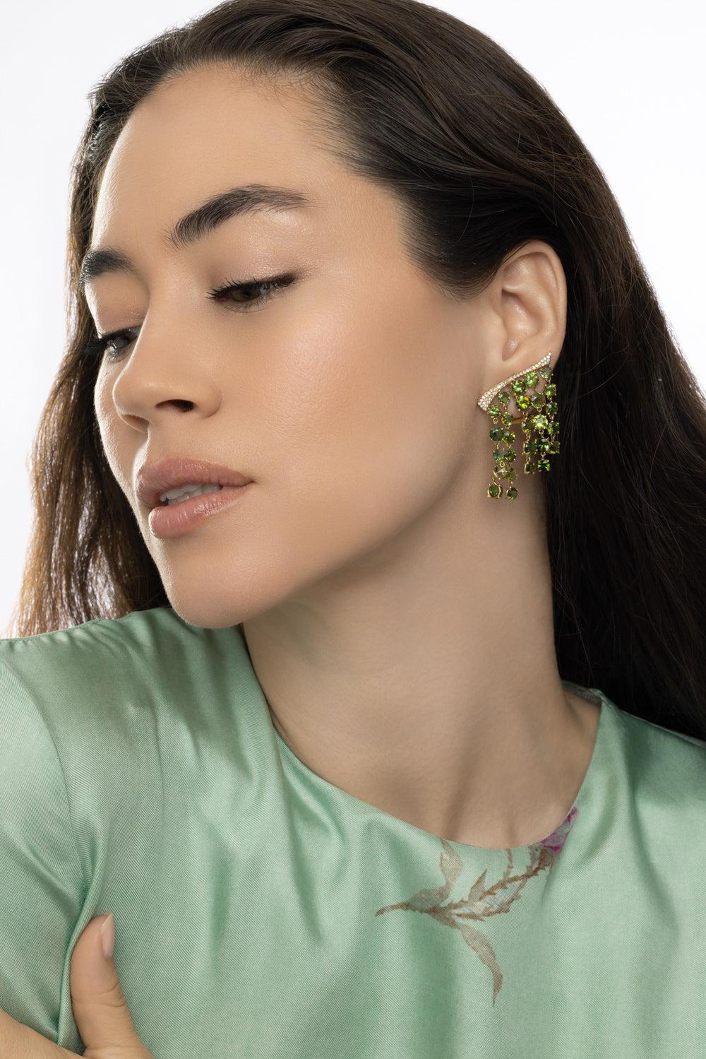 Tourmaline Bossa Nova Earrings-YELLOW GOLD-JEWELRYFINE JEWELEARRING-CAROL KAUFFMANN