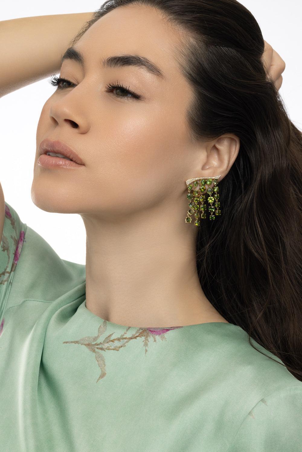 Tourmaline Bossa Nova Earrings-YELLOW GOLD-JEWELRYFINE JEWELEARRING-CAROL KAUFFMANN