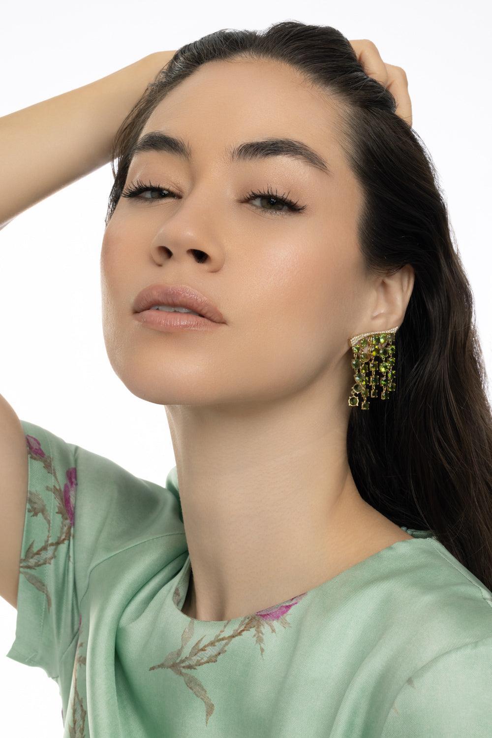 Tourmaline Bossa Nova Earrings-YELLOW GOLD-JEWELRYFINE JEWELEARRING-CAROL KAUFFMANN