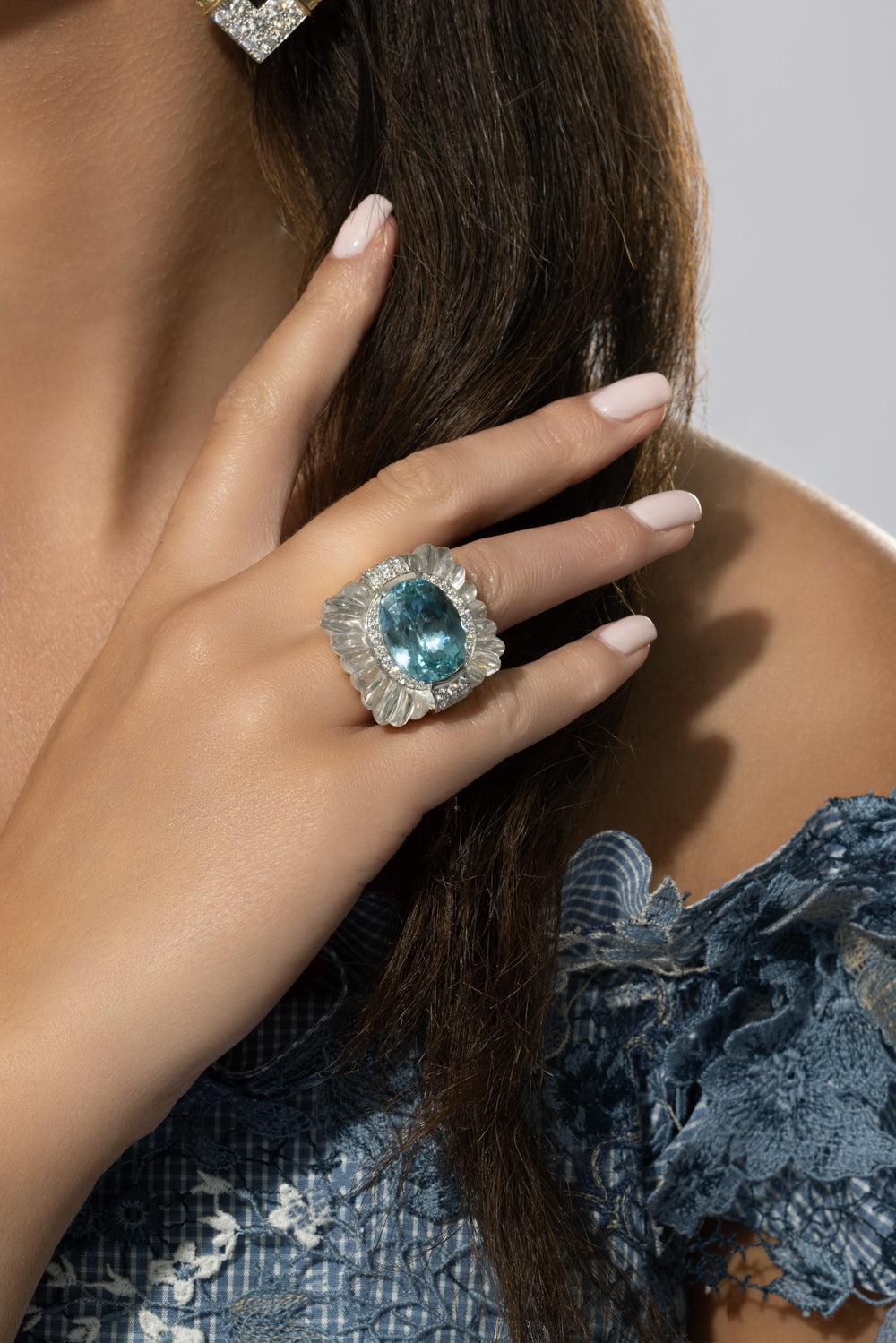 Aquamarine Couture Ring-YELLOW GOLD-6.5-JEWELRYFINE JEWELRING-DAVID WEBB