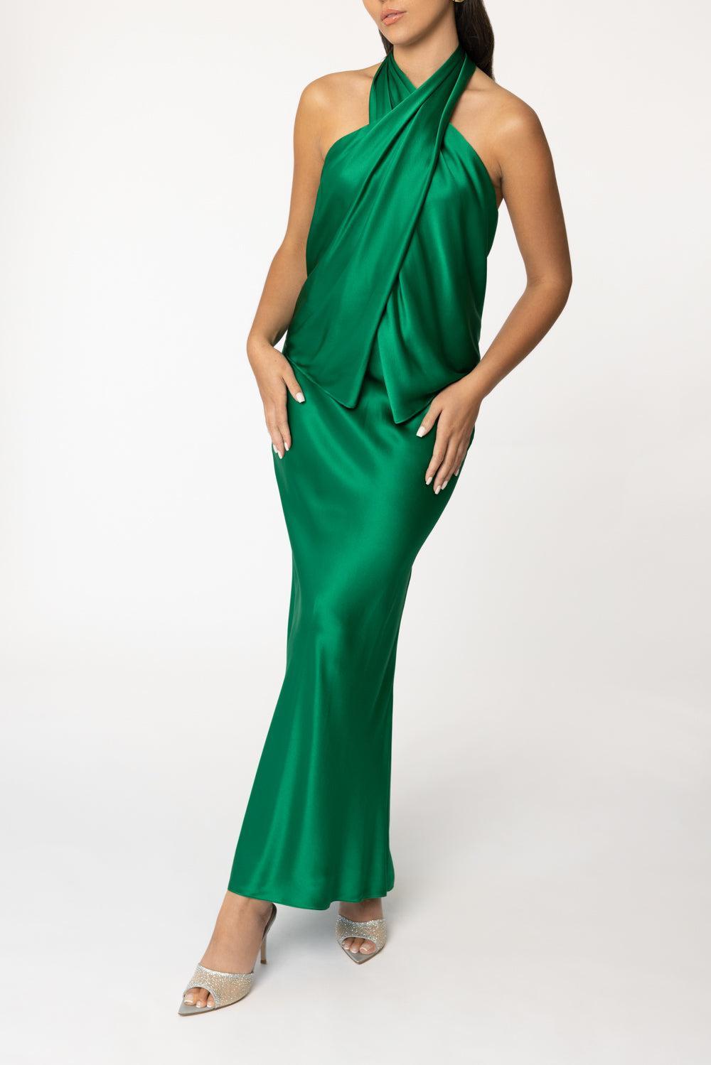Cross Wrap Halter Top-VERDANT-2-CLOTHINGTOPBLOUSE-THE SEI