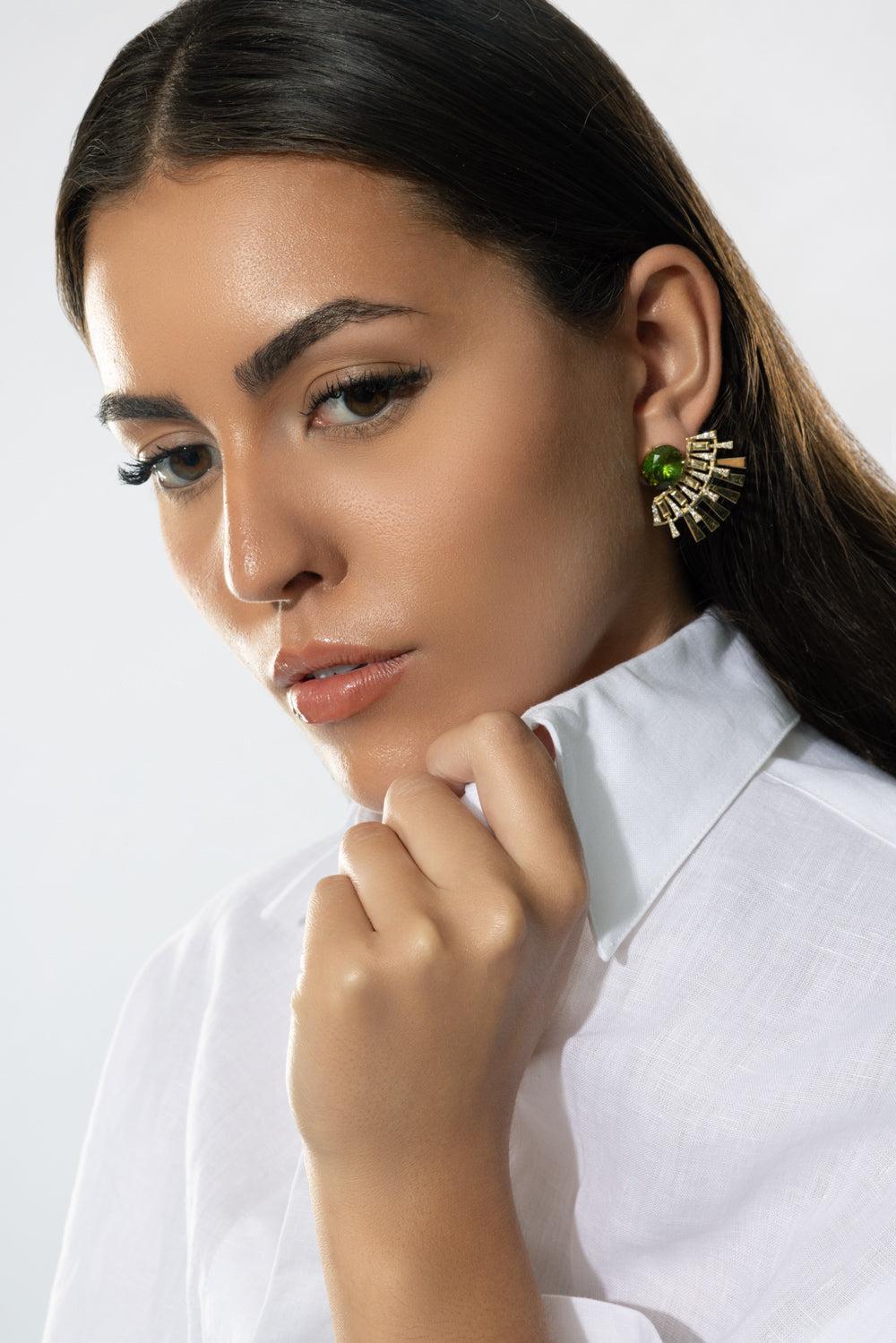 Green Tourmaline Valentim Earrings-YELLOW GOLD-JEWELRYFINE JEWELEARRING-CAROL KAUFFMANN