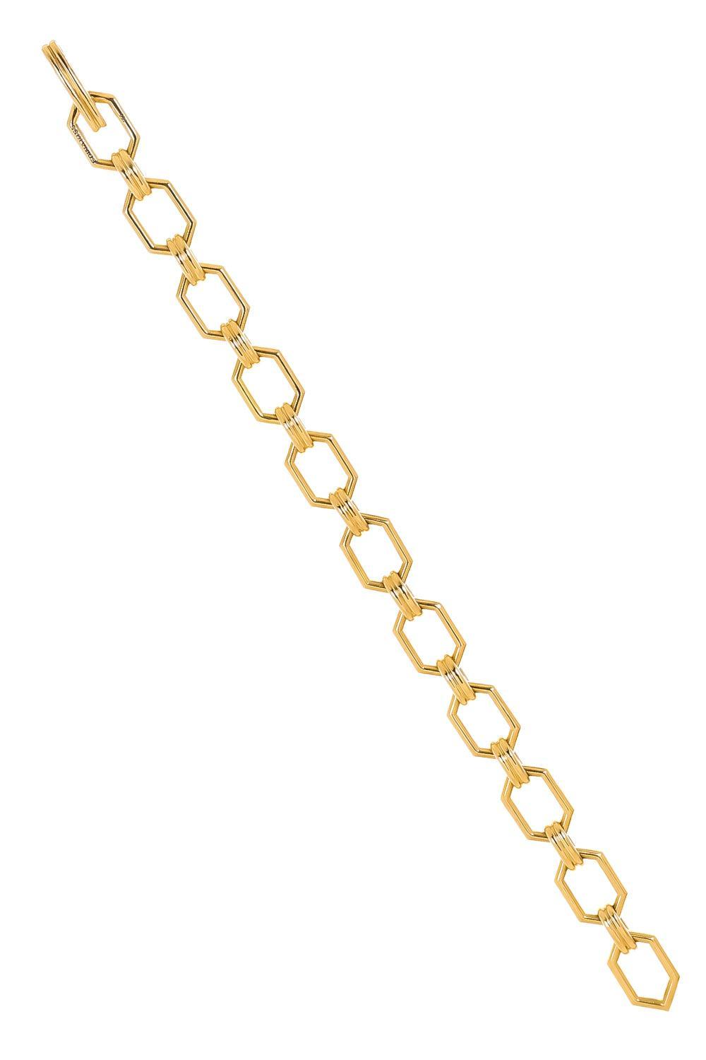 Elongated Hexagon Link Bracelet-YELLOW GOLD-7.5-JEWELRYFINE JEWELBRACELET O-EDINA KISS