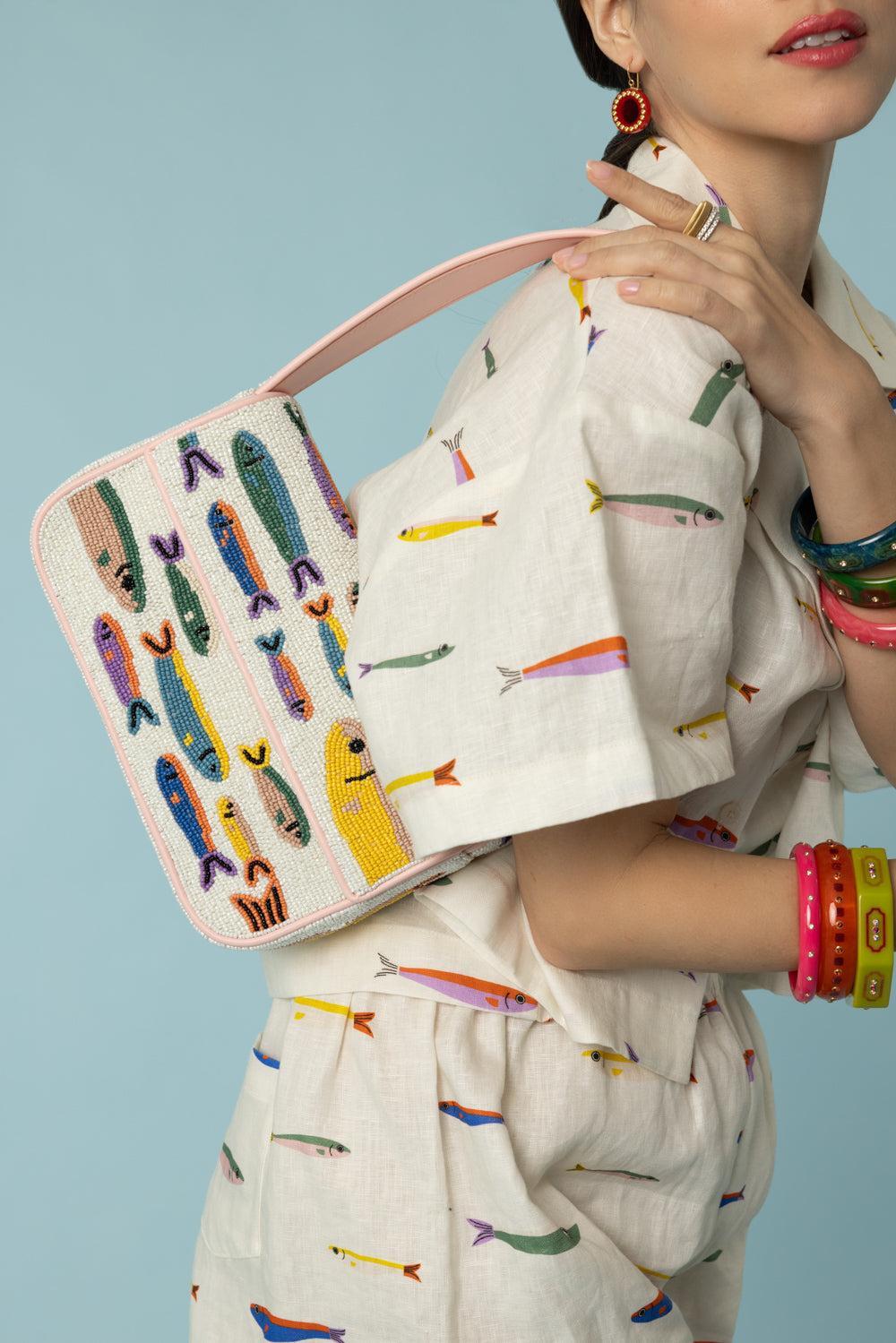 Tommy Beaded Bag - Pop Sardines-FISHIES-HANDBAGTOP HANDLE-STAUD