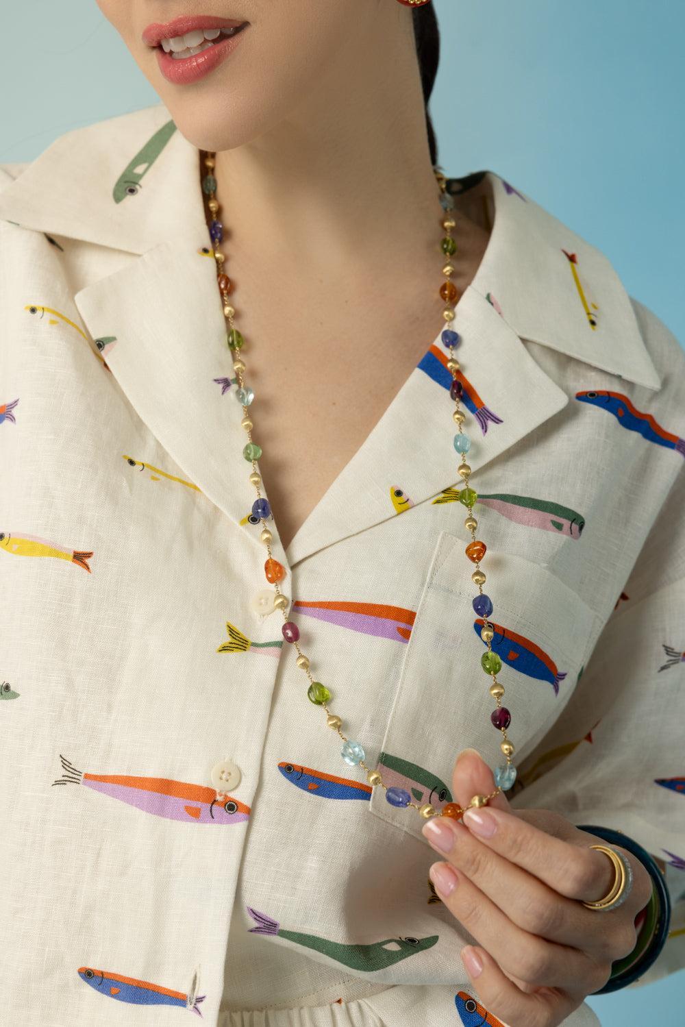 Mixed Gemstone Master Necklace-YELLOW GOLD-36-JEWELRYFINE JEWELNECKLACE O-MARCO BICEGO