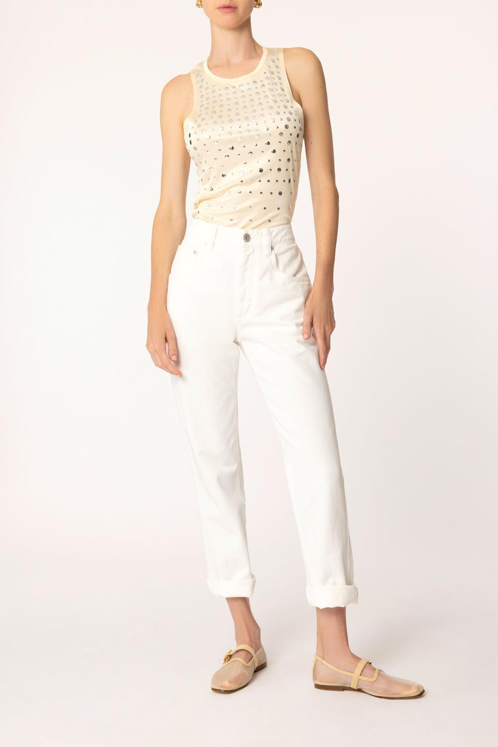 Knit Detail Top-VANILLA-36-CLOTHINGTOPTANK-SONIA RYKIEL
