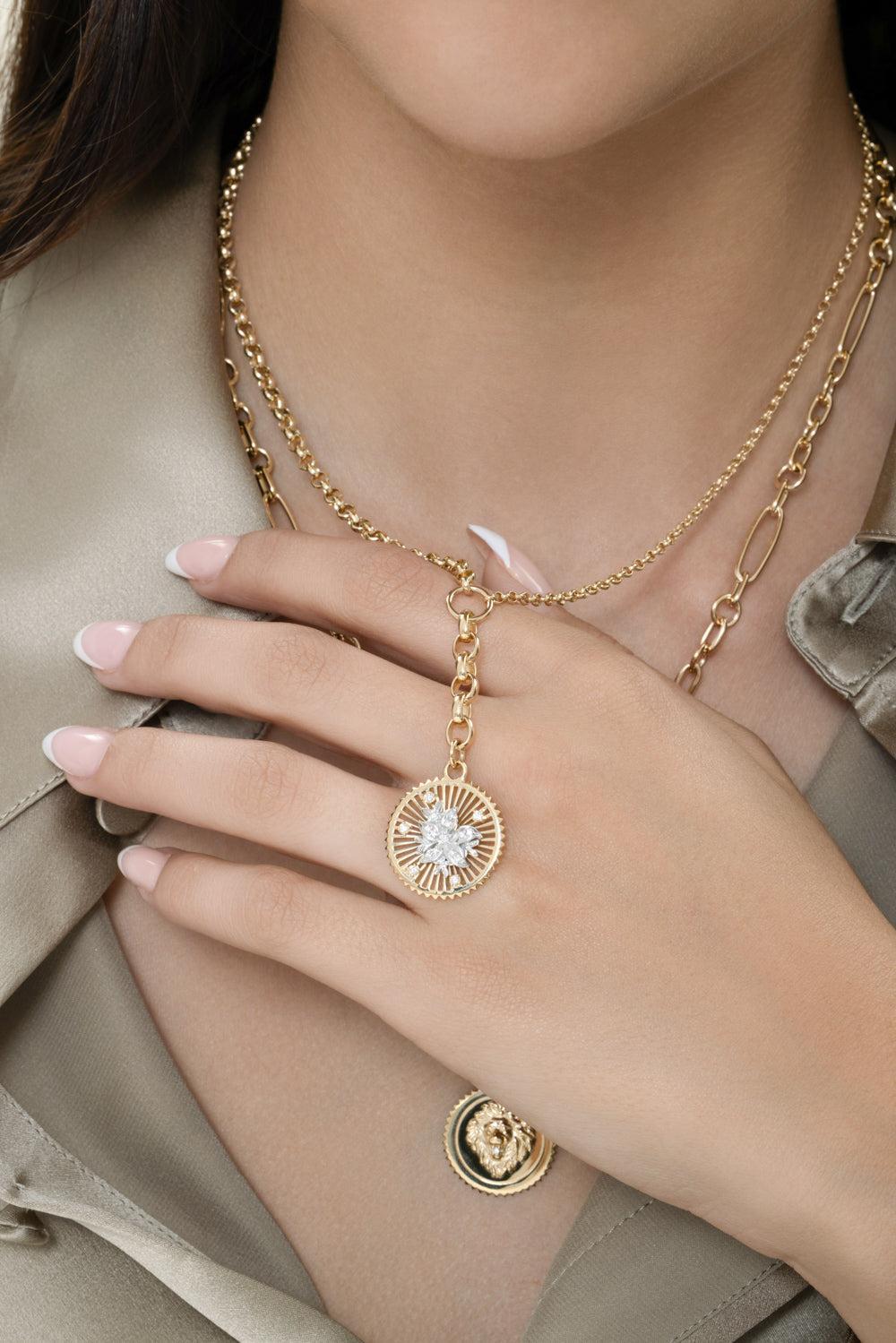 Resilience - Blossoms Medium Mixed Belcher Extension Necklace-YELLOW GOLD-JEWELRYFINE JEWELNECKLACE O-FOUNDRAE