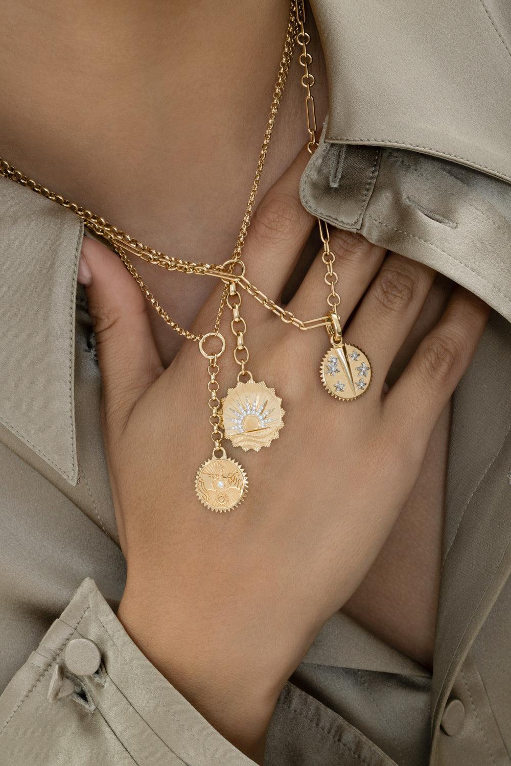 Internal Compass - New Beginnings Medium Mixed Belcher Extension Necklace-YELLOW GOLD-JEWELRYFINE JEWELNECKLACE O-FOUNDRAE