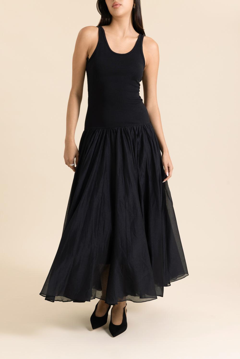 Crinoline Double Layer Dress-BLACK-XS-CLOTHINGDRESSCASUAL-CO COLLECTION