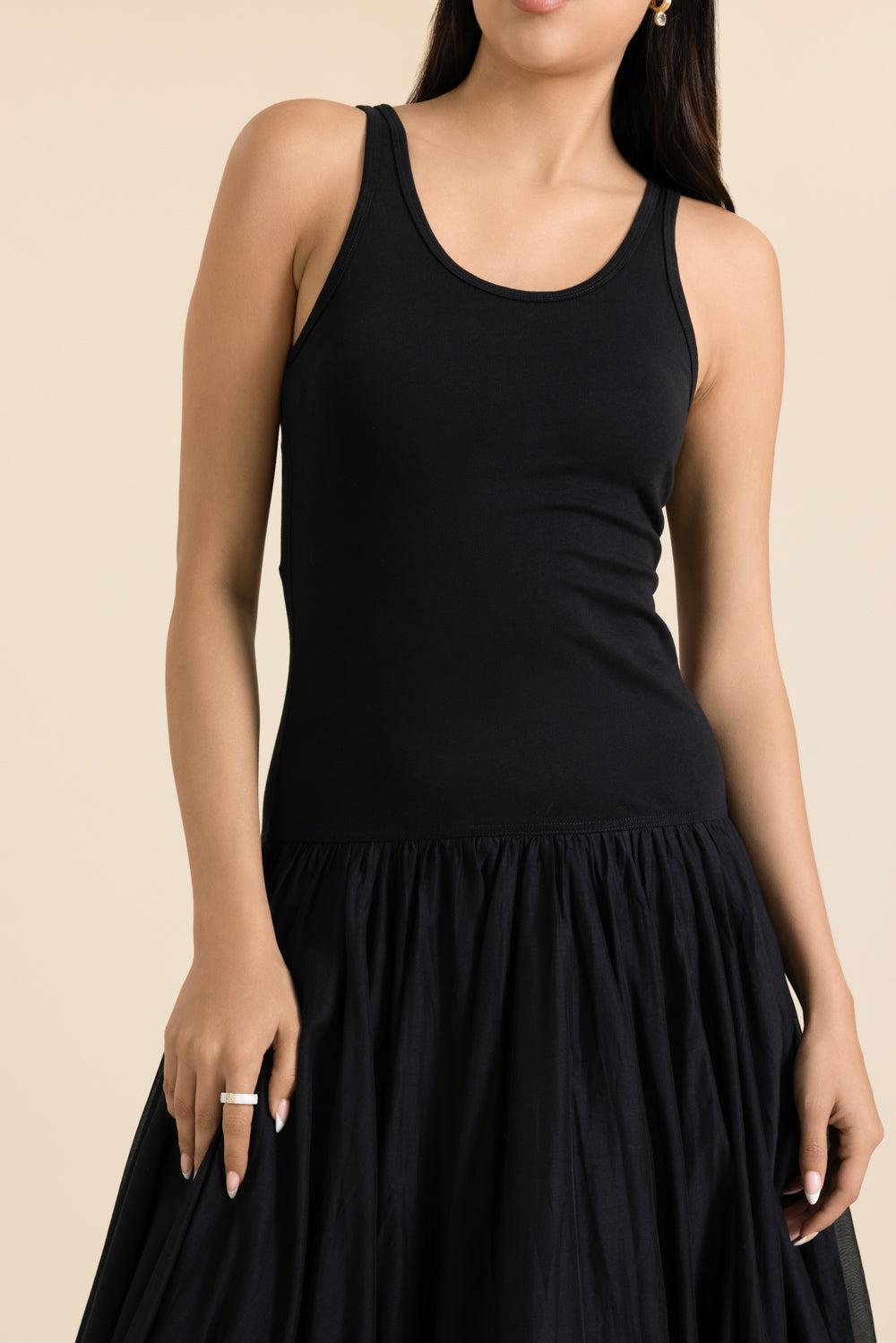 Crinoline Double Layer Dress-BLACK-XS-CLOTHINGDRESSCASUAL-CO COLLECTION