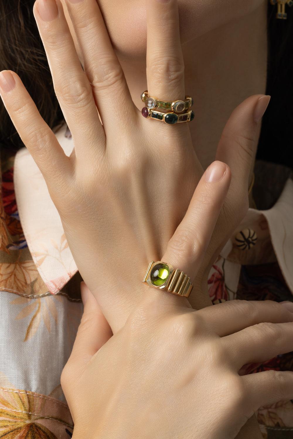 Tourmaline Rio Van Stack Ring-YELLOW GOLD-7.5-JEWELRYFINE JEWELRING-VAN