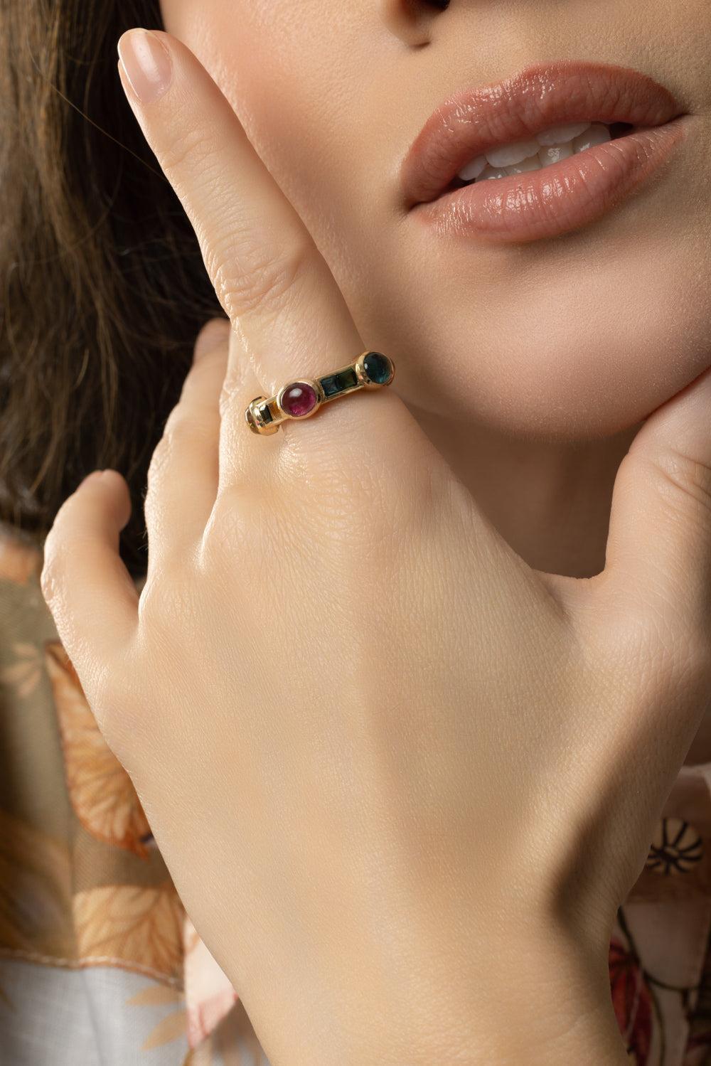 Tourmaline Rio Van Stack Ring-YELLOW GOLD-7.5-JEWELRYFINE JEWELRING-VAN