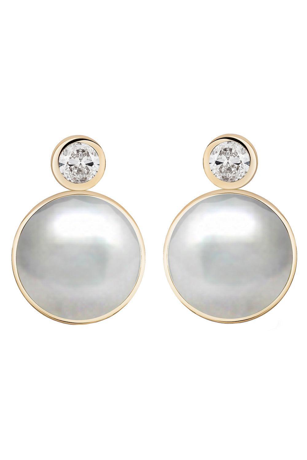 Pearl Diamond Siren Stud Earrings-YELLOW GOLD-JEWELRYFINE JEWELEARRING-MASON & BOOKS