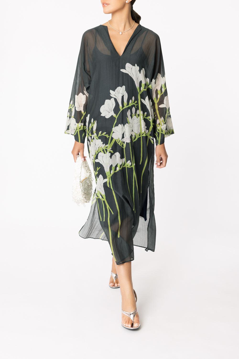 Kaftan Dress-NVYFRSIA-34-CLOTHINGDRESSCASUAL-BERNADETTE