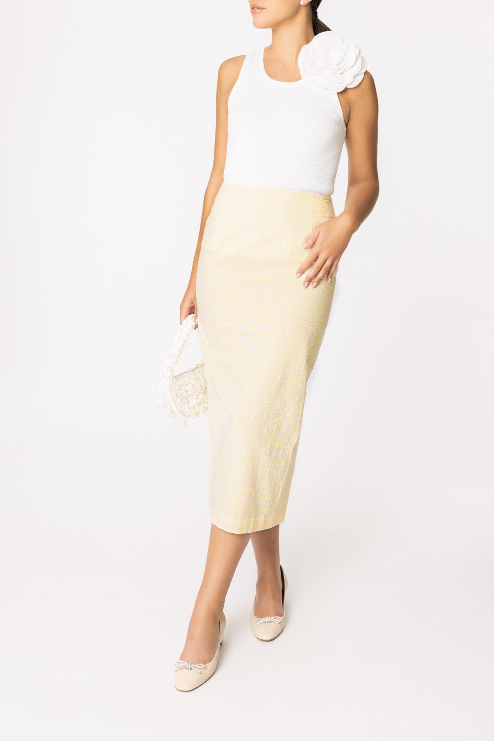 Roxane Skirt-YELLOW IVORY-34-CLOTHINGSKIRTMIDI-BERNADETTE
