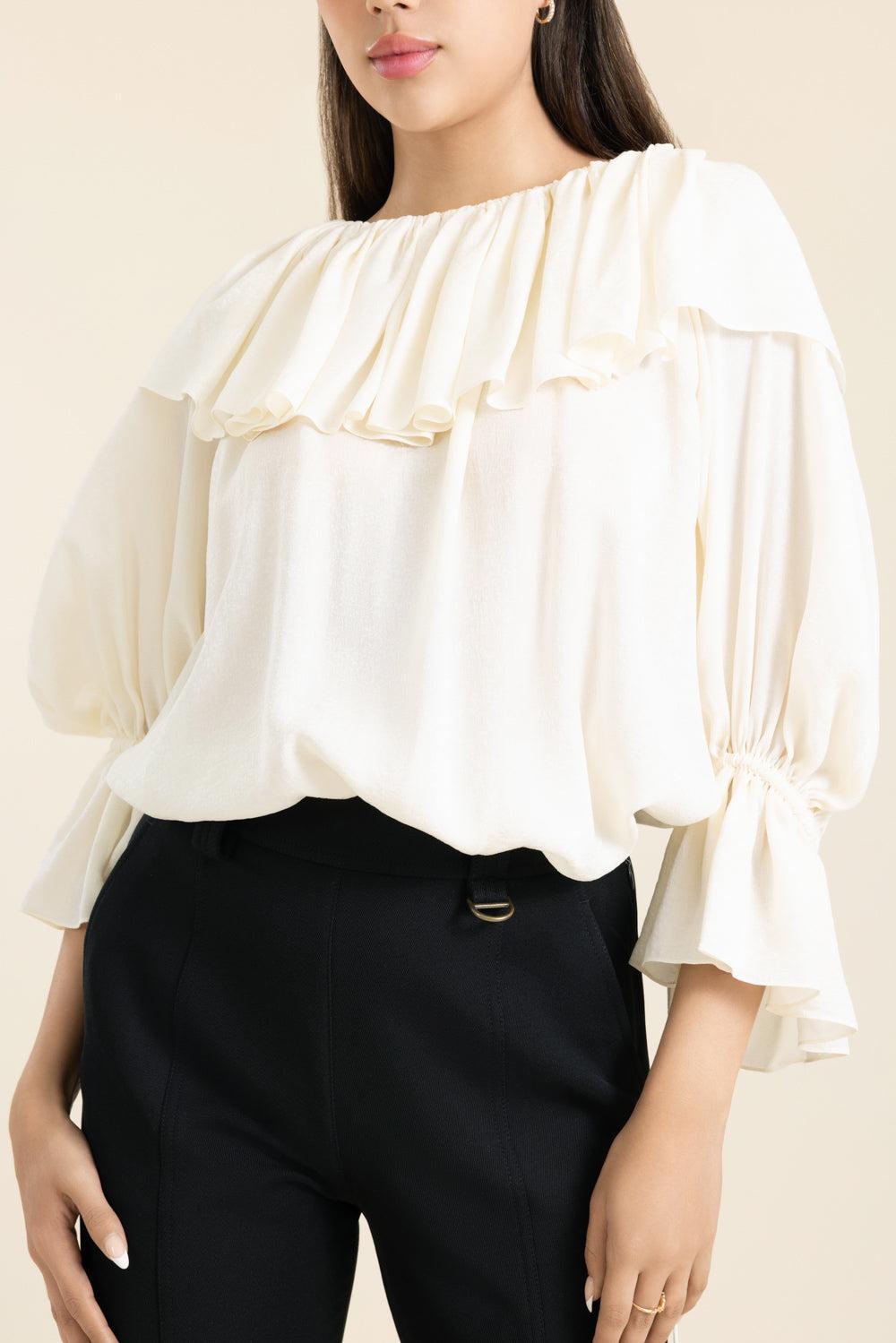 Fluid Ruffle Top-CREAM-34-CLOTHINGTOPBLOUSE-CHLOÉ