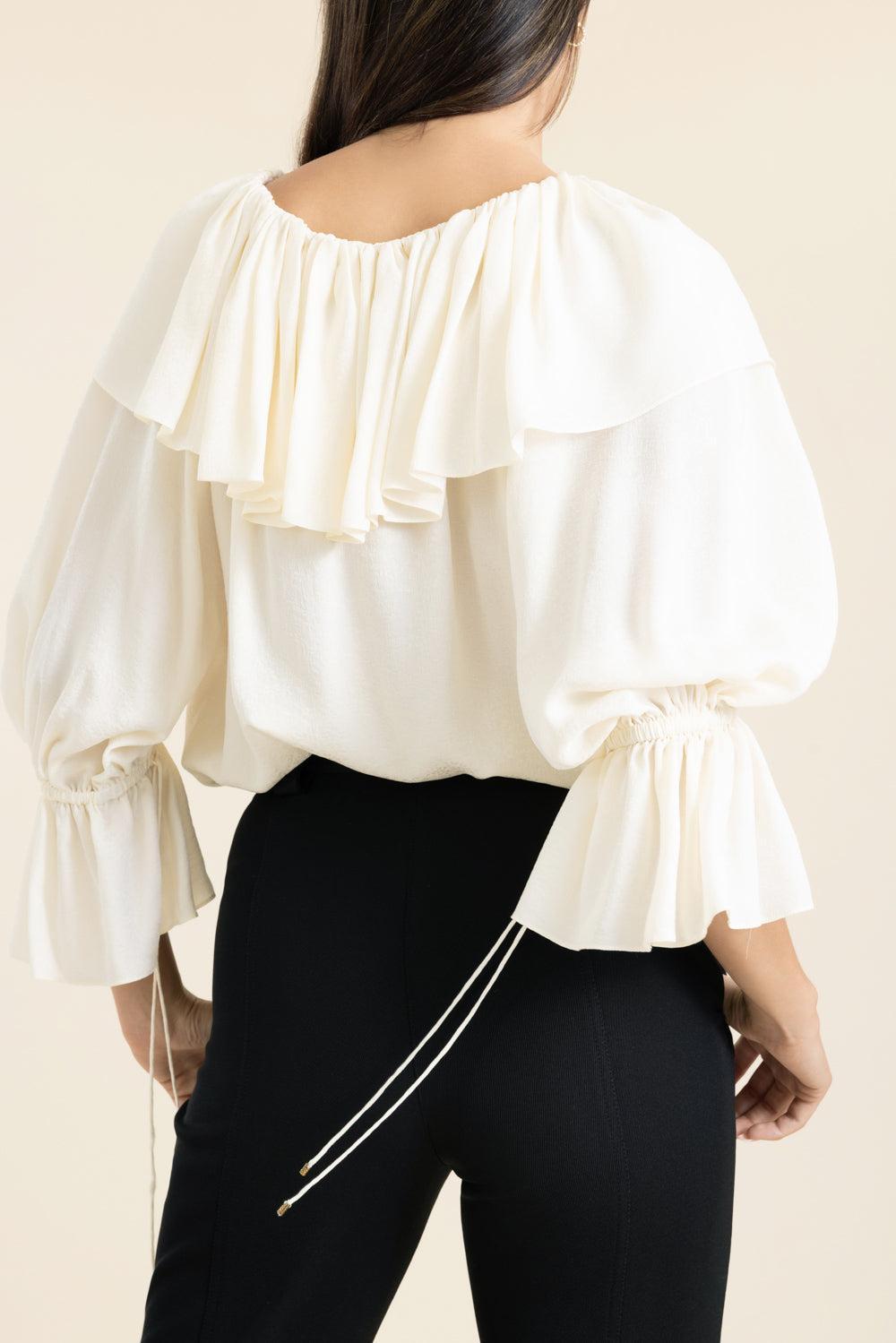 Fluid Ruffle Top-CREAM-34-CLOTHINGTOPBLOUSE-CHLOÉ