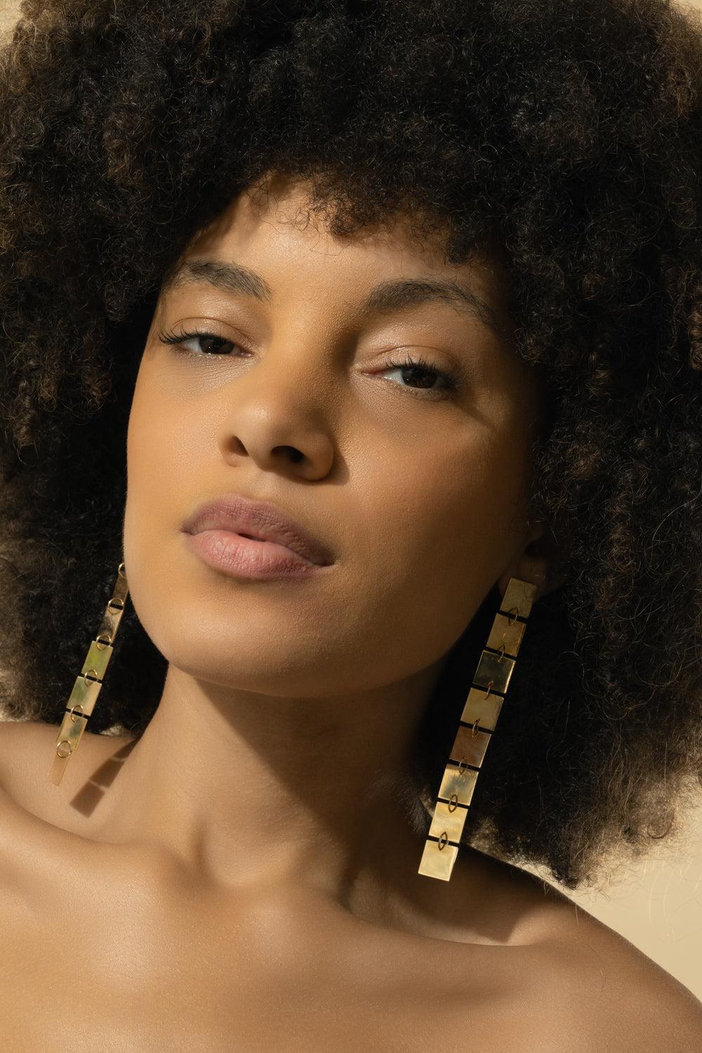 Foundation Long Drop Earrings-YELLOW GOLD-JEWELRYFINE JEWELEARRING-CADAR