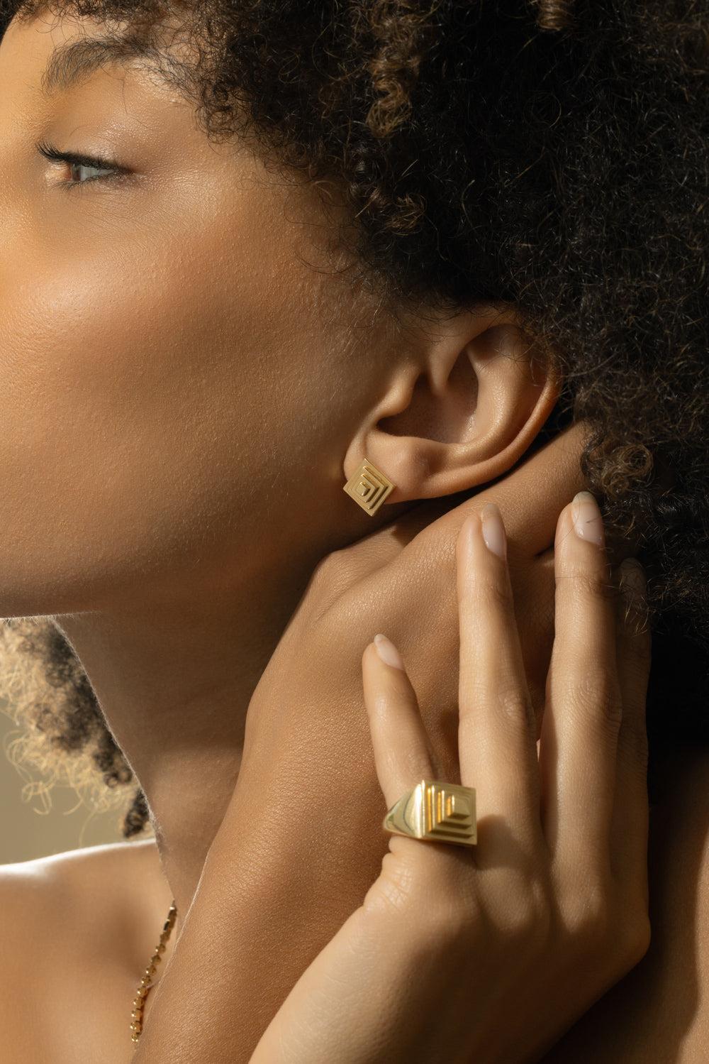 Foundation Stud Earrings-YELLOW GOLD-JEWELRYFINE JEWELEARRING-CADAR