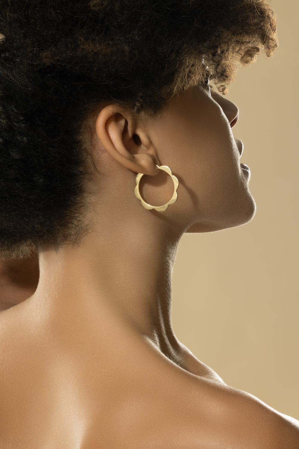 Large Triplet Black and White Diamond Earrings-YELLOW GOLD-JEWELRYFINE JEWELEARRING-CADAR