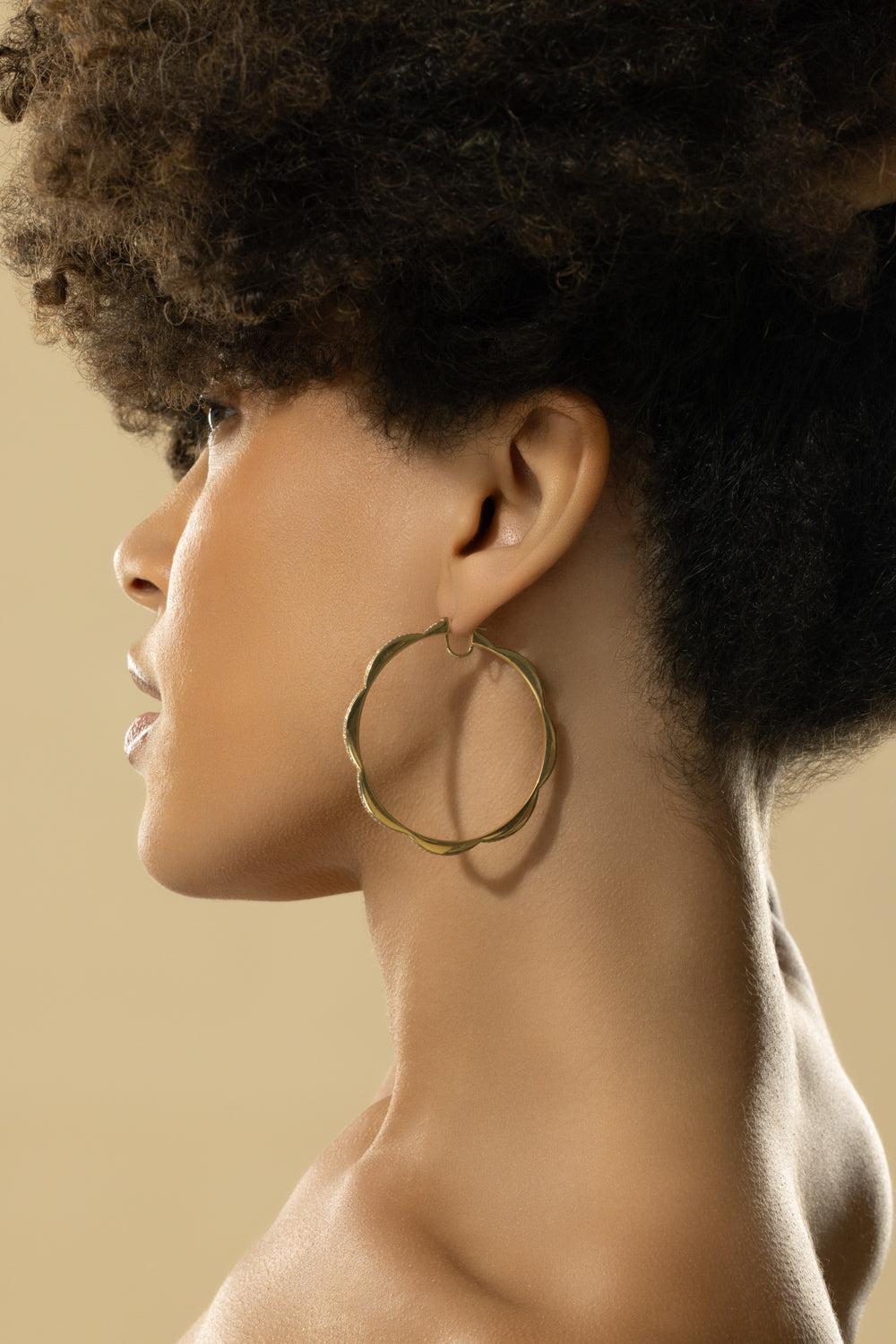 Diamond Jumbo Triplet Hoop Earrings-YELLOW GOLD-JEWELRYFINE JEWELEARRING-CADAR