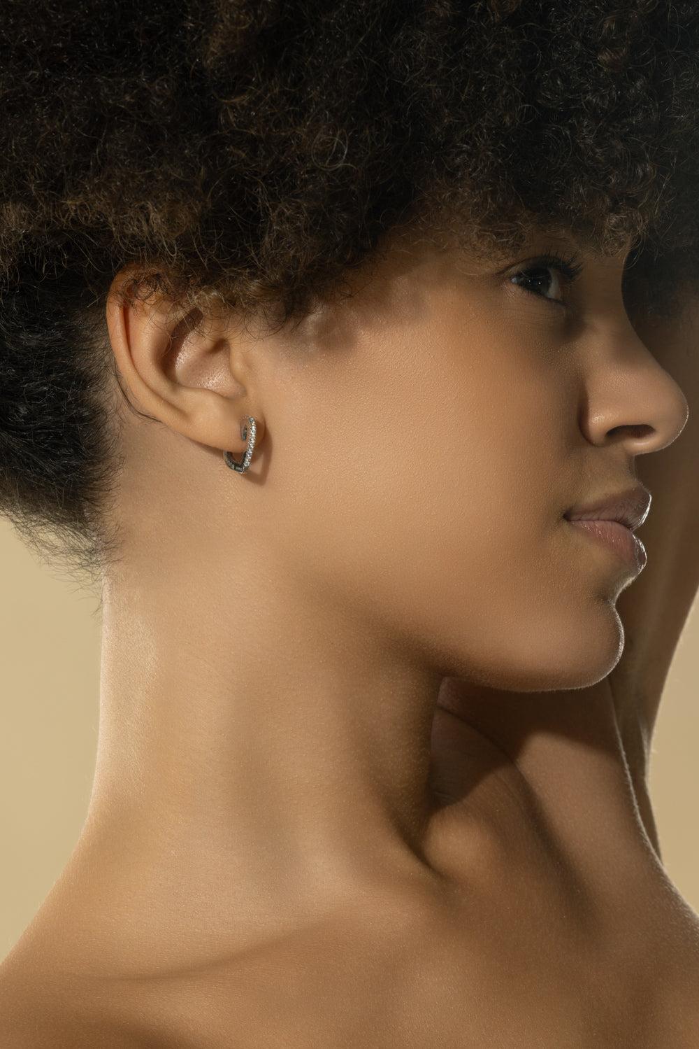 Small Endless Heart Diamond Hoop Earrings-WHITE GOLD-JEWELRYFINE JEWELEARRING-CADAR