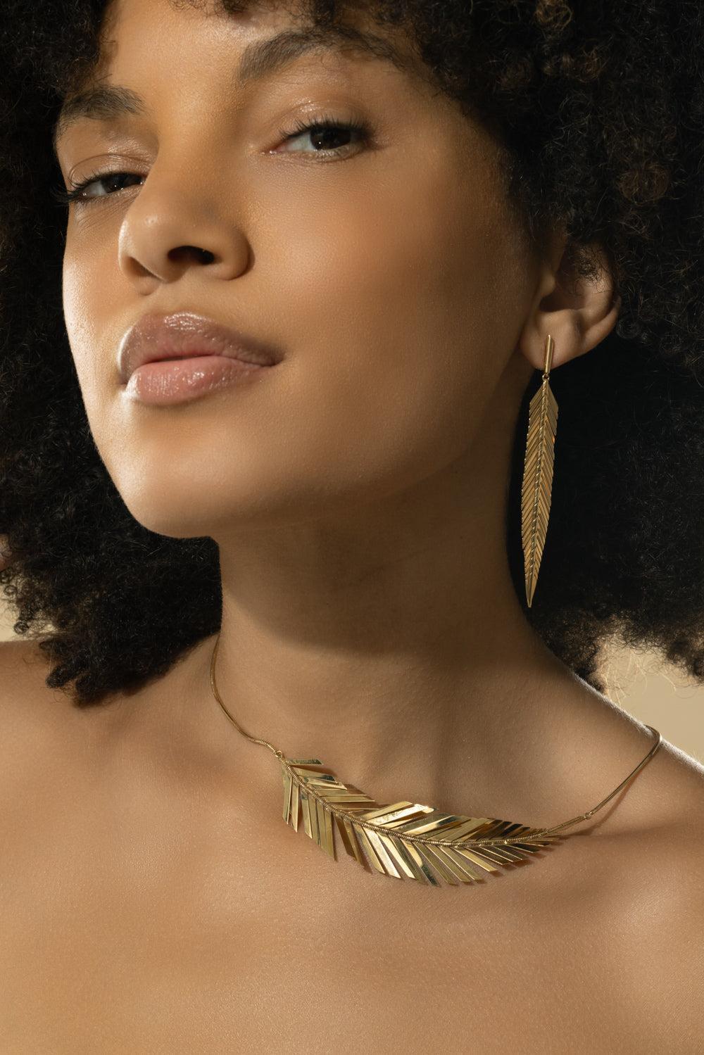 Feather Necklace-YELLOW GOLD-JEWELRYFINE JEWELNECKLACE O-CADAR