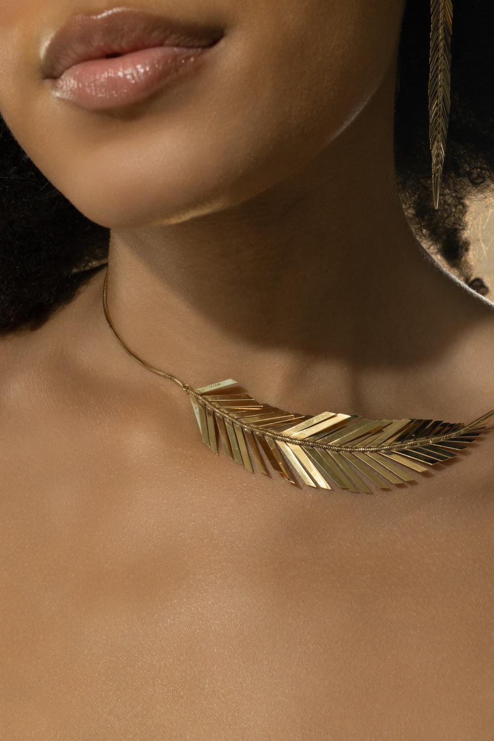 Feather Necklace-YELLOW GOLD-JEWELRYFINE JEWELNECKLACE O-CADAR