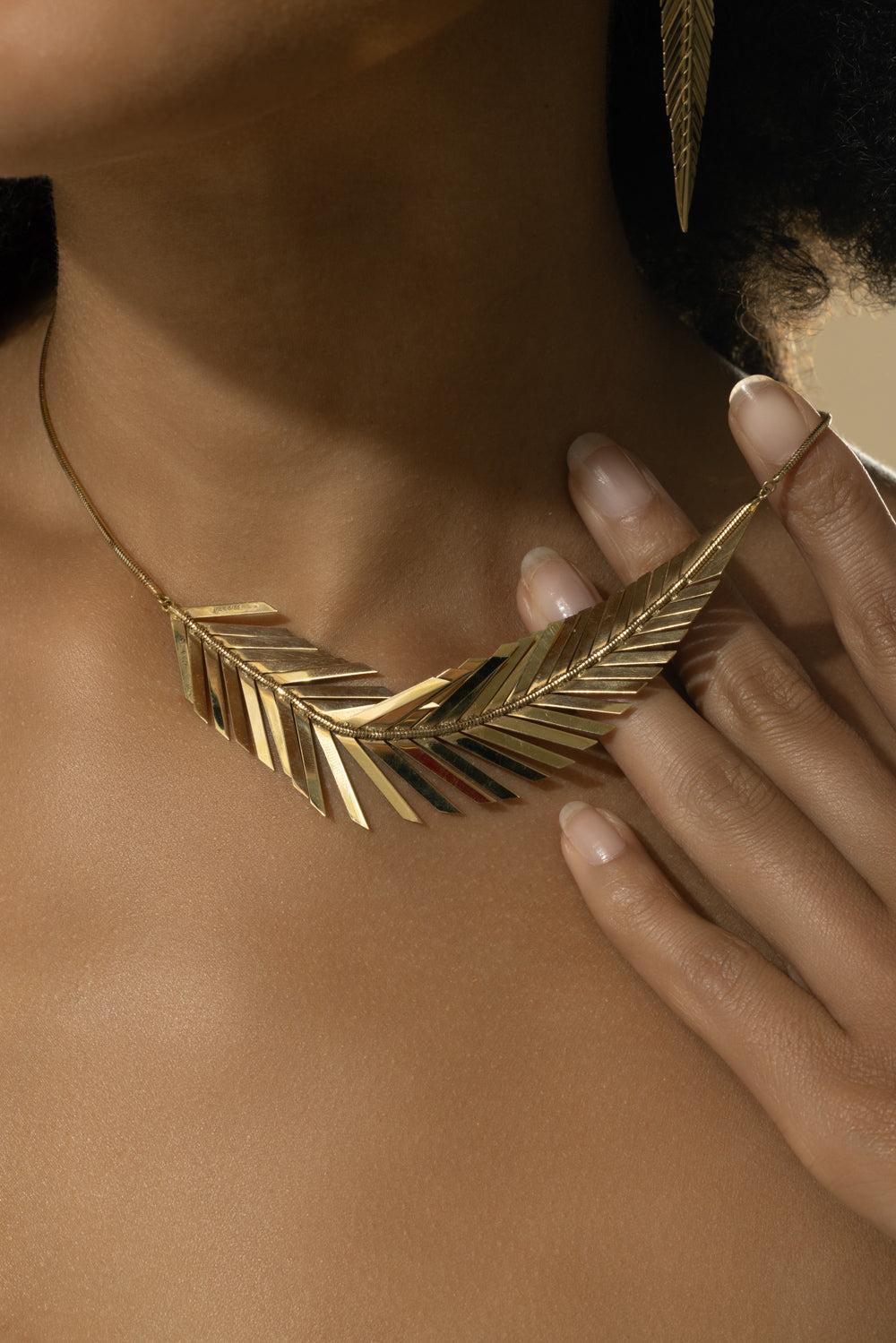 Feather Necklace-YELLOW GOLD-JEWELRYFINE JEWELNECKLACE O-CADAR