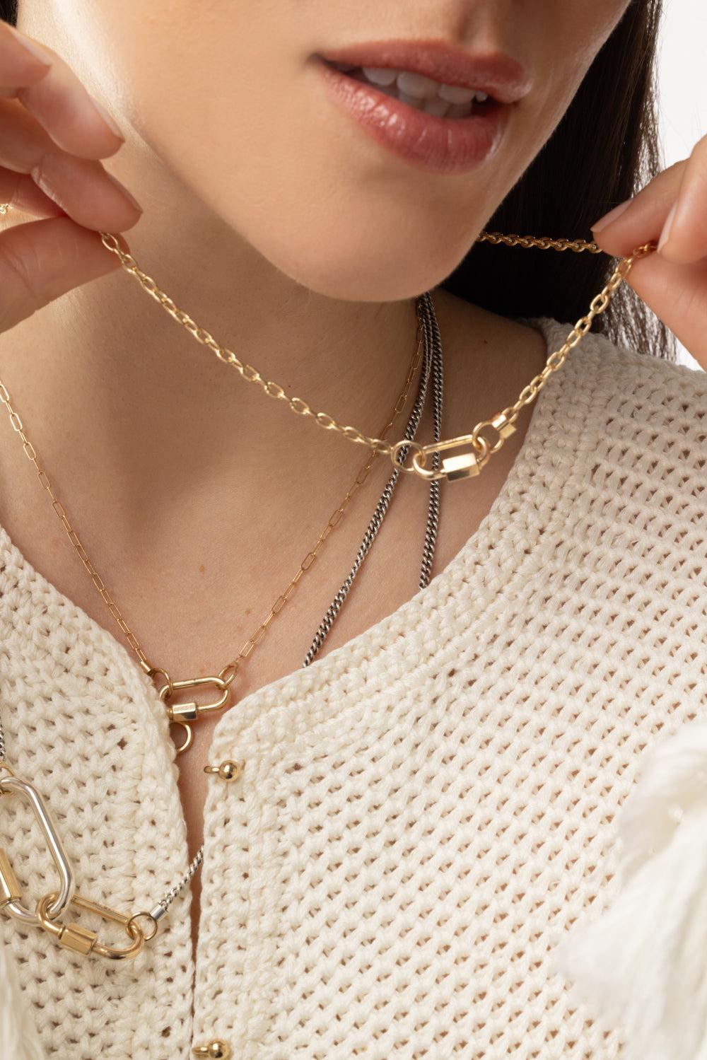 Square Link Chain Necklace-YELLOW GOLD-18-JEWELRYFINE JEWELNECKLACE O-MARLA AARON