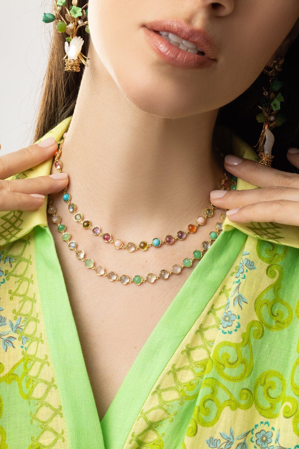 Small Classic Link Mixed Multi Necklace-YELLOW GOLD-JEWELRYFINE JEWELNECKLACE O-IRENE NEUWIRTH JEWELRY